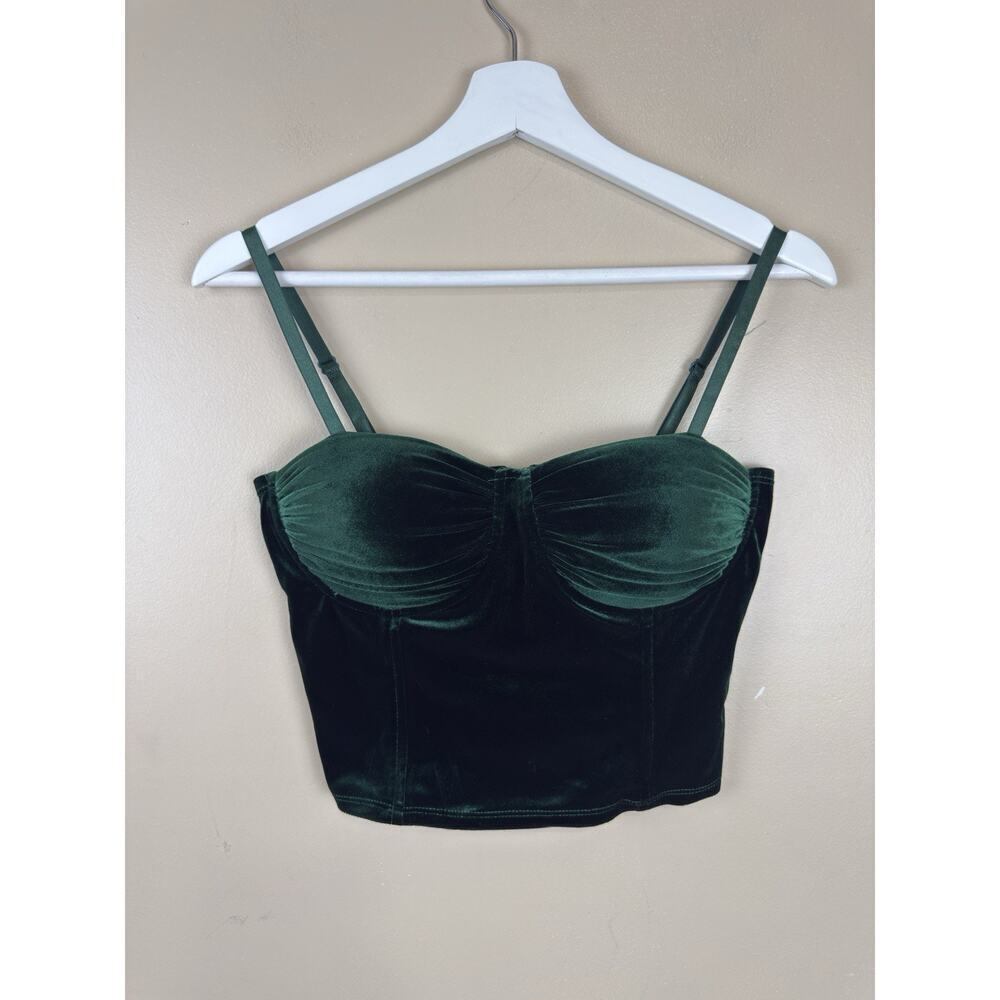 Fashion Nova Green Velvet Corset Top Strappy Size M Gothic Glam Night Out